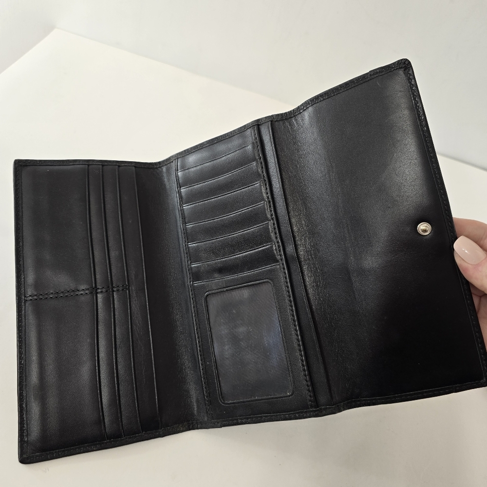 Coach Soho Ashley Leather Signature CC Checkbook Wallet W/ Insert Midnight Blue - Picture 9 of 11